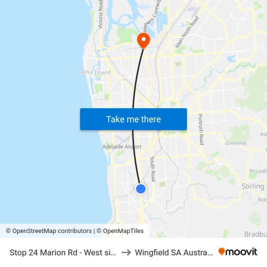 Stop 24 Marion Rd - West side to Wingfield SA Australia map