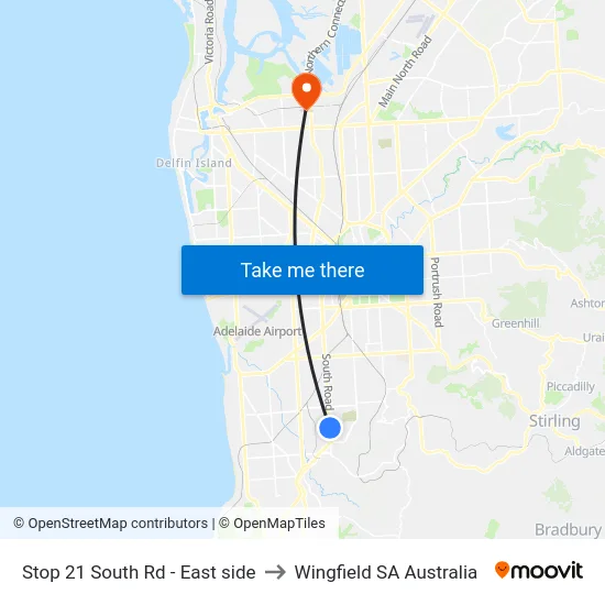 Stop 21 South Rd - East side to Wingfield SA Australia map