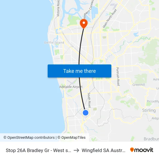 Stop 26A Bradley Gr - West side to Wingfield SA Australia map