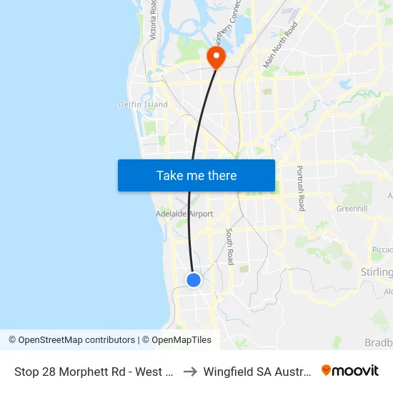 Stop 28 Morphett Rd - West side to Wingfield SA Australia map