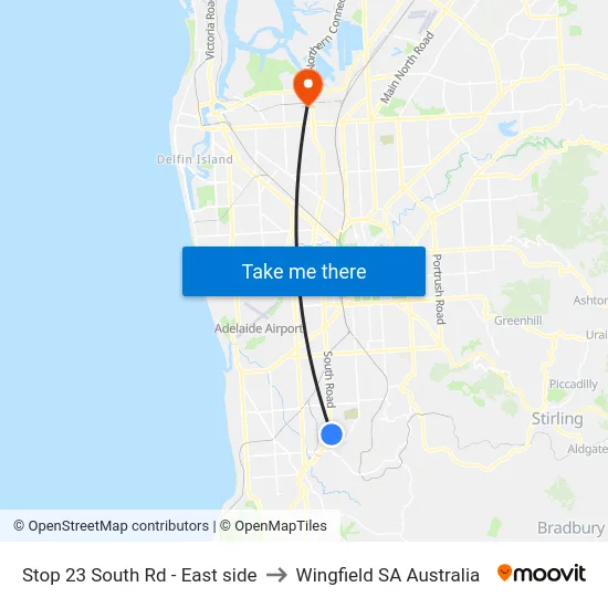 Stop 23 South Rd - East side to Wingfield SA Australia map