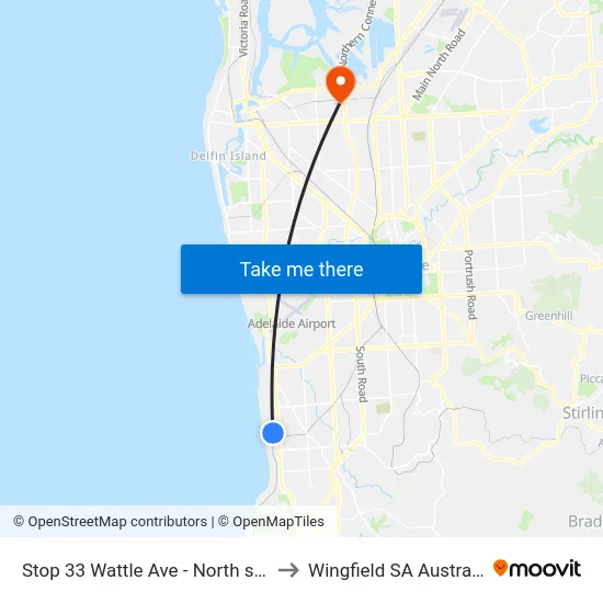 Stop 33 Wattle Ave - North side to Wingfield SA Australia map