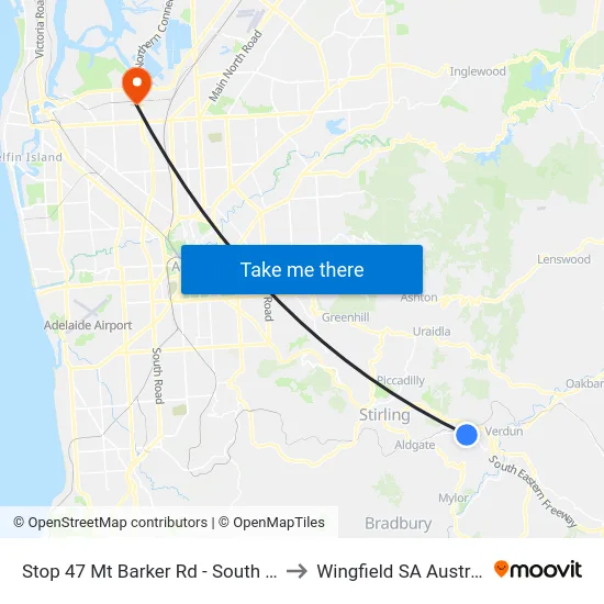 Stop 47 Mt Barker Rd - South side to Wingfield SA Australia map