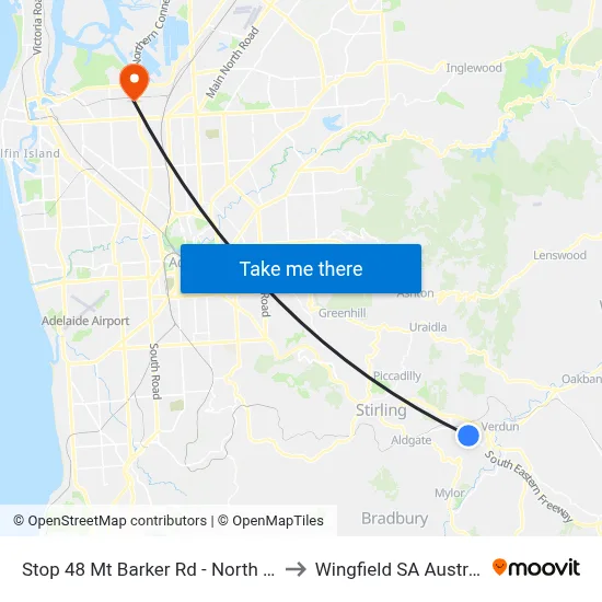 Stop 48 Mt Barker Rd - North side to Wingfield SA Australia map