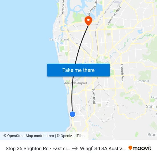 Stop 35 Brighton Rd - East side to Wingfield SA Australia map