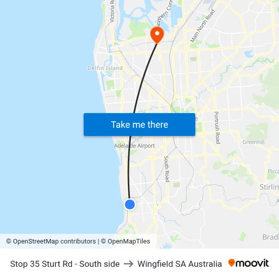 Stop 35 Sturt Rd - South side to Wingfield SA Australia map