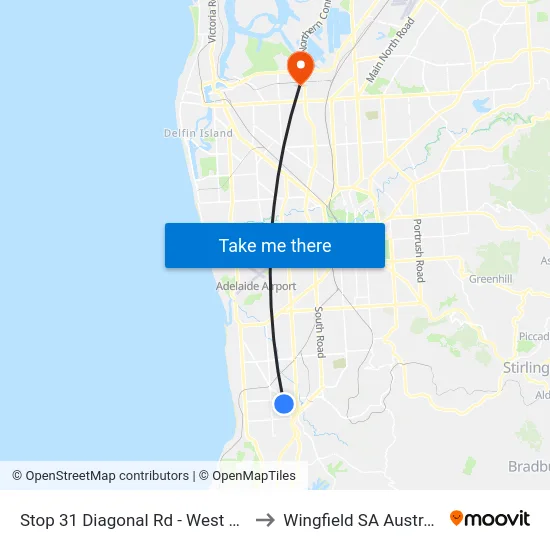 Stop 31 Diagonal Rd - West side to Wingfield SA Australia map