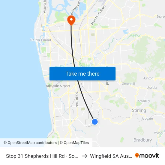 Stop 31 Shepherds Hill Rd - South side to Wingfield SA Australia map