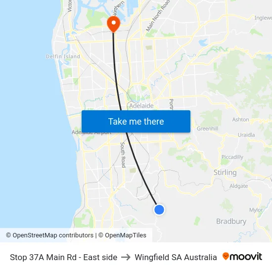 Stop 37A Main Rd - East side to Wingfield SA Australia map