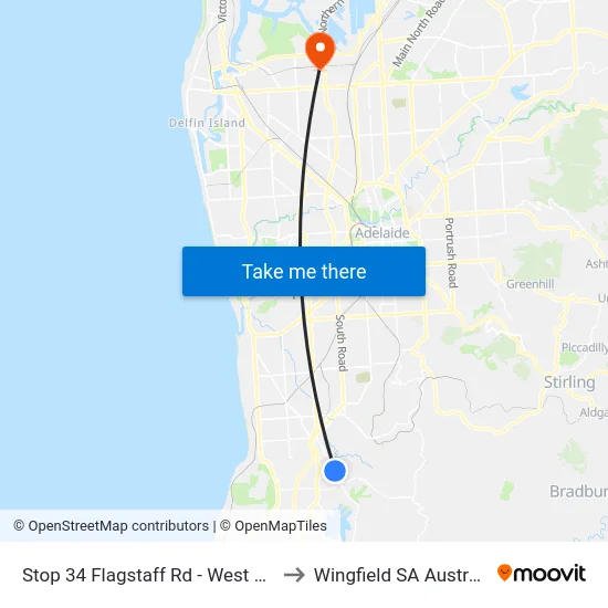 Stop 34 Flagstaff Rd - West side to Wingfield SA Australia map