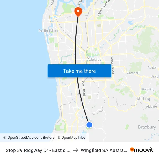 Stop 39 Ridgway Dr - East side to Wingfield SA Australia map