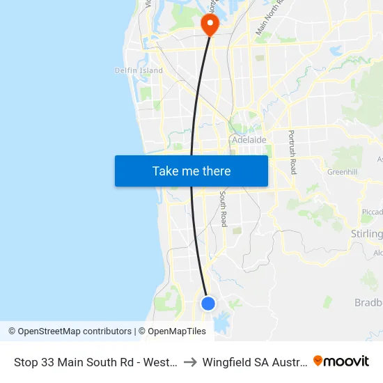 Stop 33 Main South Rd - West side to Wingfield SA Australia map