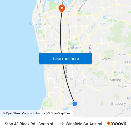 Stop 43 Black Rd - South side to Wingfield SA Australia map