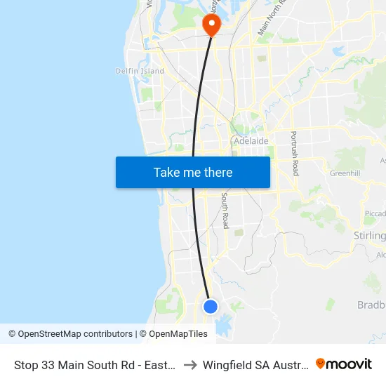 Stop 33 Main South Rd - East side to Wingfield SA Australia map