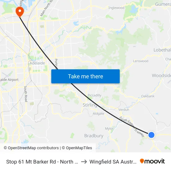 Stop 61 Mt Barker Rd - North side to Wingfield SA Australia map