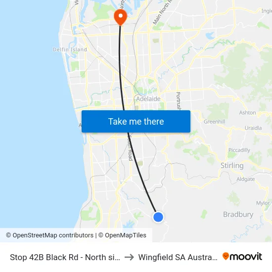 Stop 42B Black Rd - North side to Wingfield SA Australia map