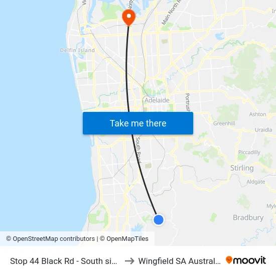 Stop 44 Black Rd - South side to Wingfield SA Australia map