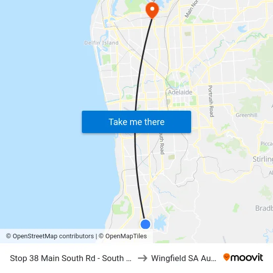 Stop 38 Main South Rd - South East side to Wingfield SA Australia map