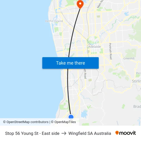 Stop 56 Young St - East side to Wingfield SA Australia map