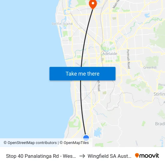 Stop 40 Panalatinga Rd - West side to Wingfield SA Australia map