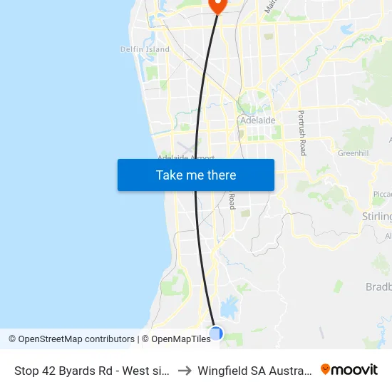 Stop 42 Byards Rd - West side to Wingfield SA Australia map