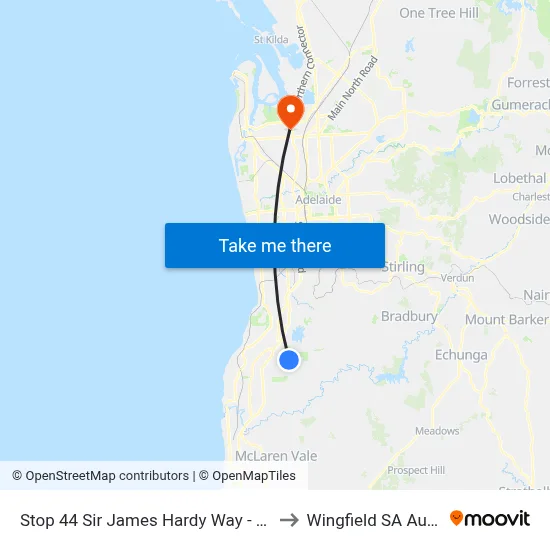 Stop 44 Sir James Hardy Way - West side to Wingfield SA Australia map