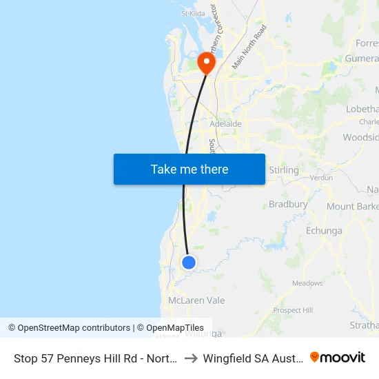 Stop 57 Penneys Hill Rd - North side to Wingfield SA Australia map