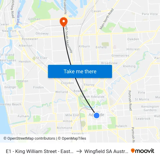 E1 - King William Street - East side to Wingfield SA Australia map