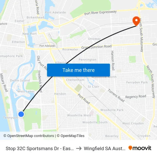 Stop 32C Sportsmans Dr - East side to Wingfield SA Australia map