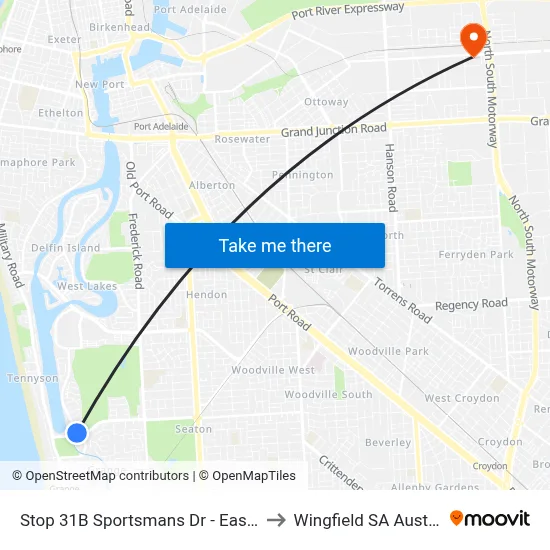 Stop 31B Sportsmans Dr - East side to Wingfield SA Australia map