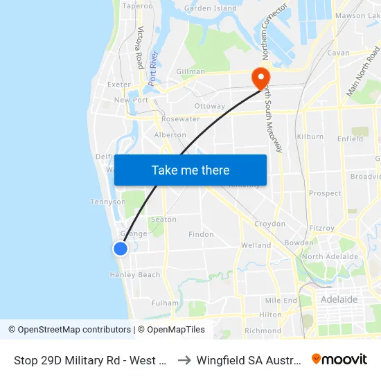 Stop 29D Military Rd - West side to Wingfield SA Australia map
