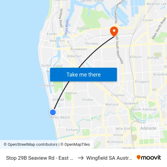 Stop 29B Seaview Rd - East side to Wingfield SA Australia map