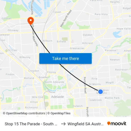 Stop 15 The Parade - South side to Wingfield SA Australia map