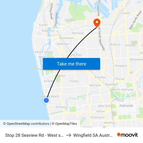 Stop 28 Seaview Rd - West side to Wingfield SA Australia map