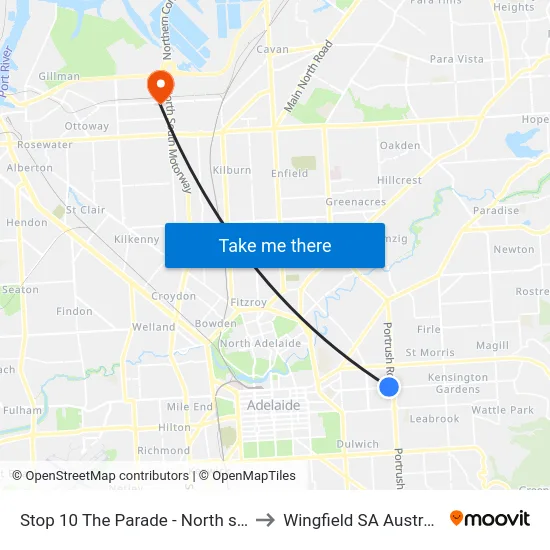 Stop 10 The Parade - North side to Wingfield SA Australia map