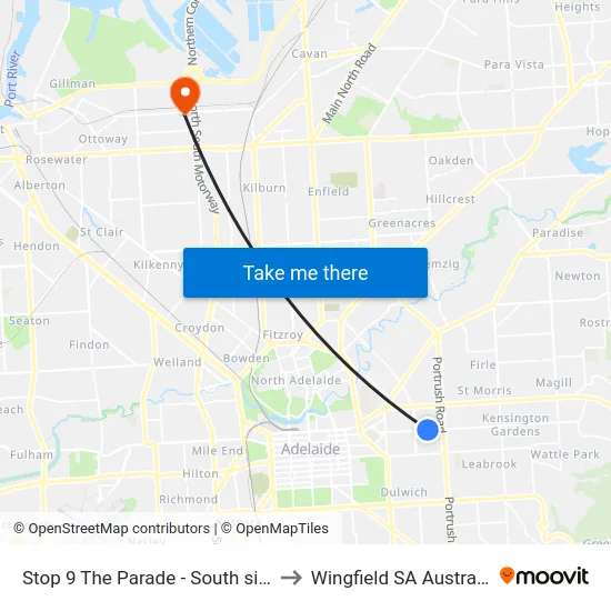 Stop 9 The Parade - South side to Wingfield SA Australia map