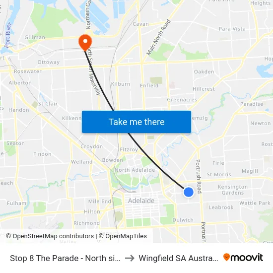 Stop 8 The Parade - North side to Wingfield SA Australia map