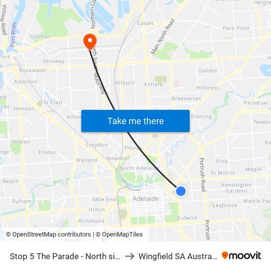 Stop 5 The Parade - North side to Wingfield SA Australia map