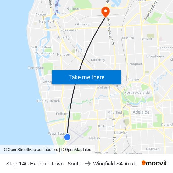 Stop 14C Harbour Town - South side to Wingfield SA Australia map