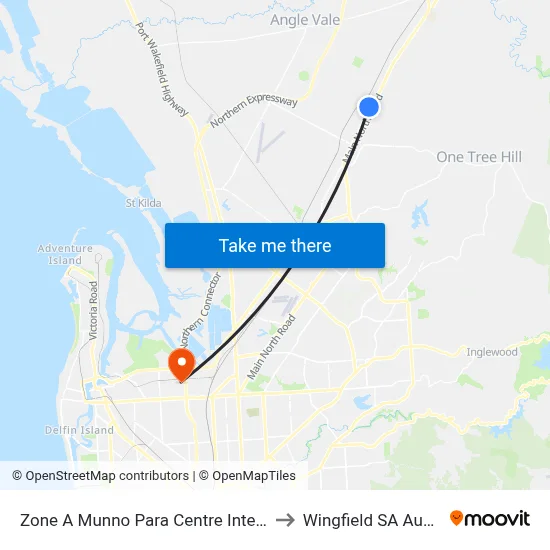 Zone A Munno Para Centre Interchange to Wingfield SA Australia map