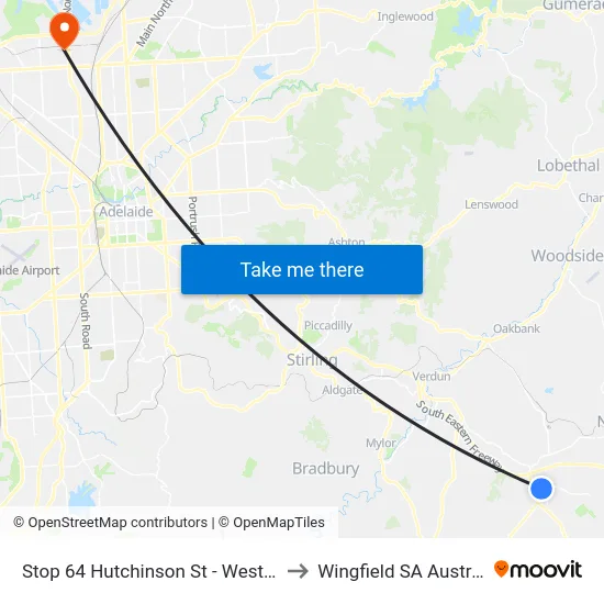 Stop 64 Hutchinson St - West side to Wingfield SA Australia map
