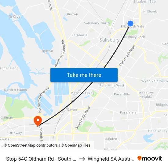 Stop 54C Oldham Rd - South side to Wingfield SA Australia map