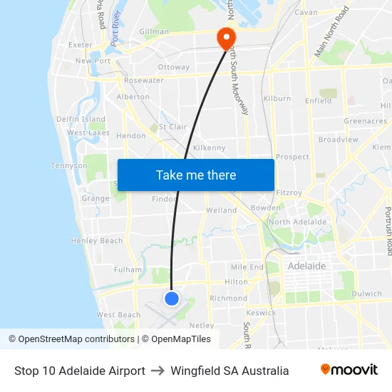 Stop 10 Adelaide Airport to Wingfield SA Australia map