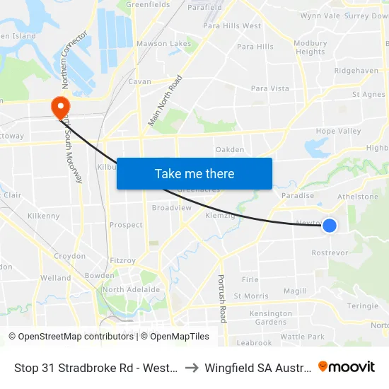Stop 31 Stradbroke Rd - West side to Wingfield SA Australia map