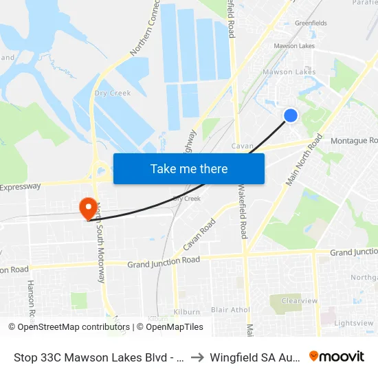 Stop 33C Mawson Lakes Blvd - East side to Wingfield SA Australia map