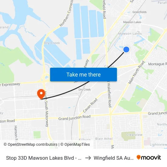 Stop 33D Mawson Lakes Blvd - South side to Wingfield SA Australia map