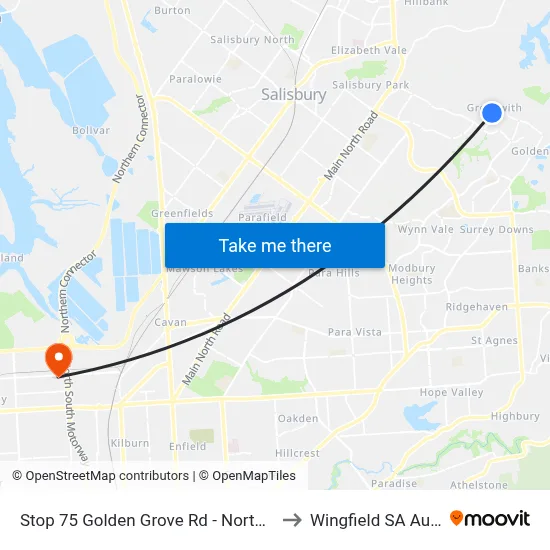 Stop 75 Golden Grove Rd - North West side to Wingfield SA Australia map