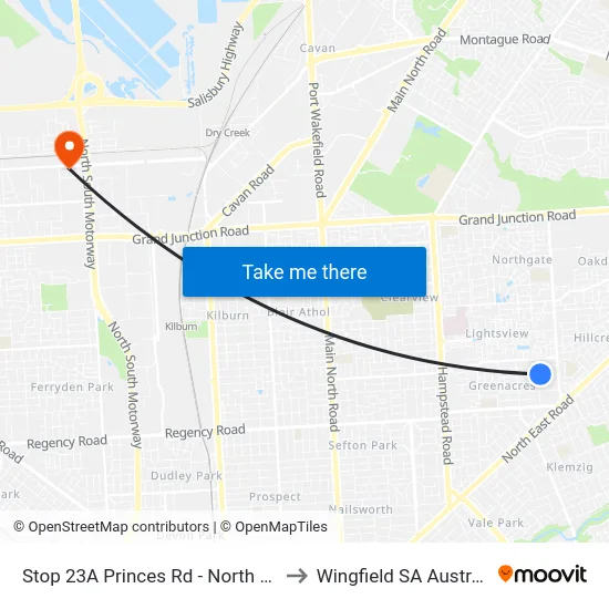 Stop 23A Princes Rd - North side to Wingfield SA Australia map