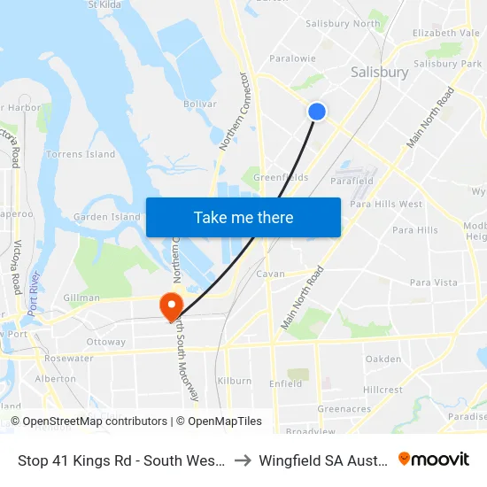 Stop 41 Kings Rd - South West side to Wingfield SA Australia map