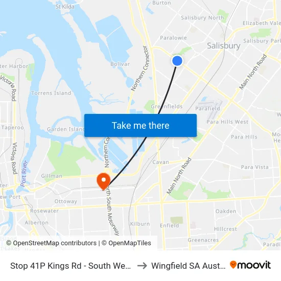 Stop 41P Kings Rd - South West side to Wingfield SA Australia map